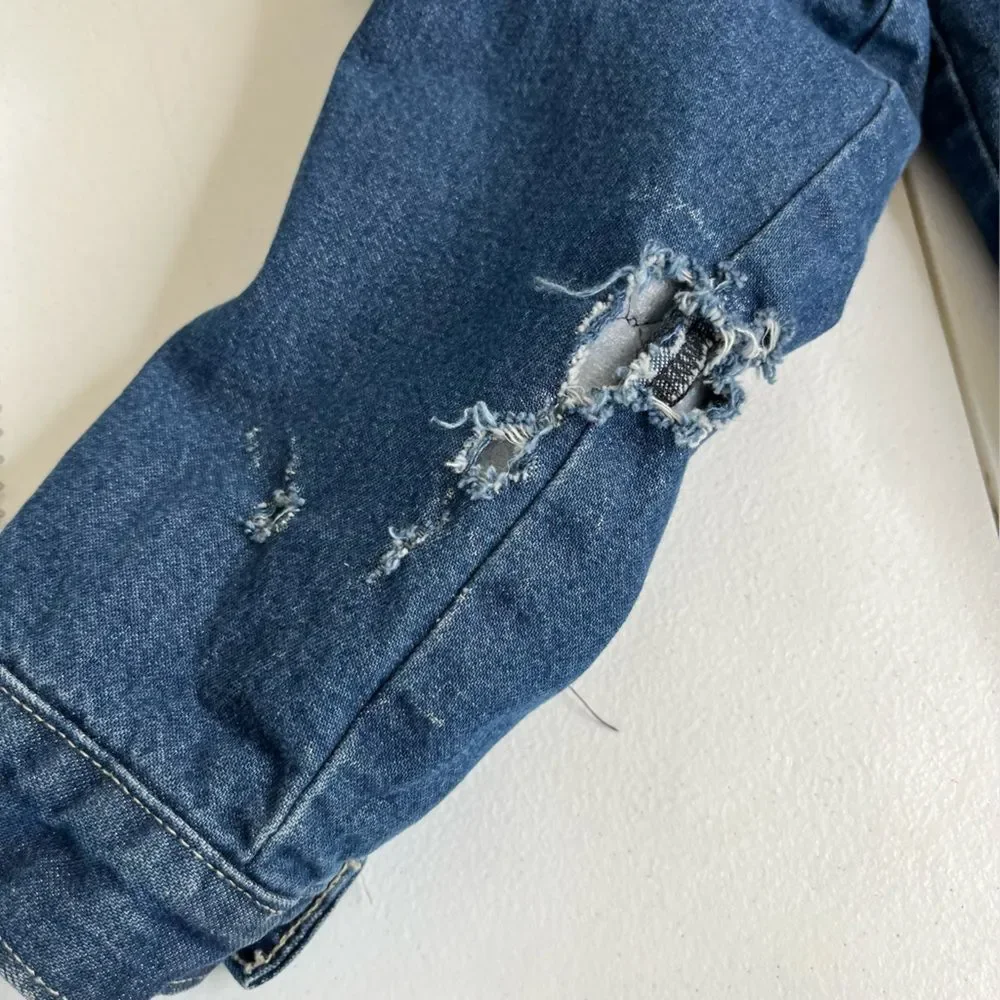 Vintage Pointer Blanket Lined Denim Barn Coat Chore Jacket THRASHED Men Small - Picture 8 of 14